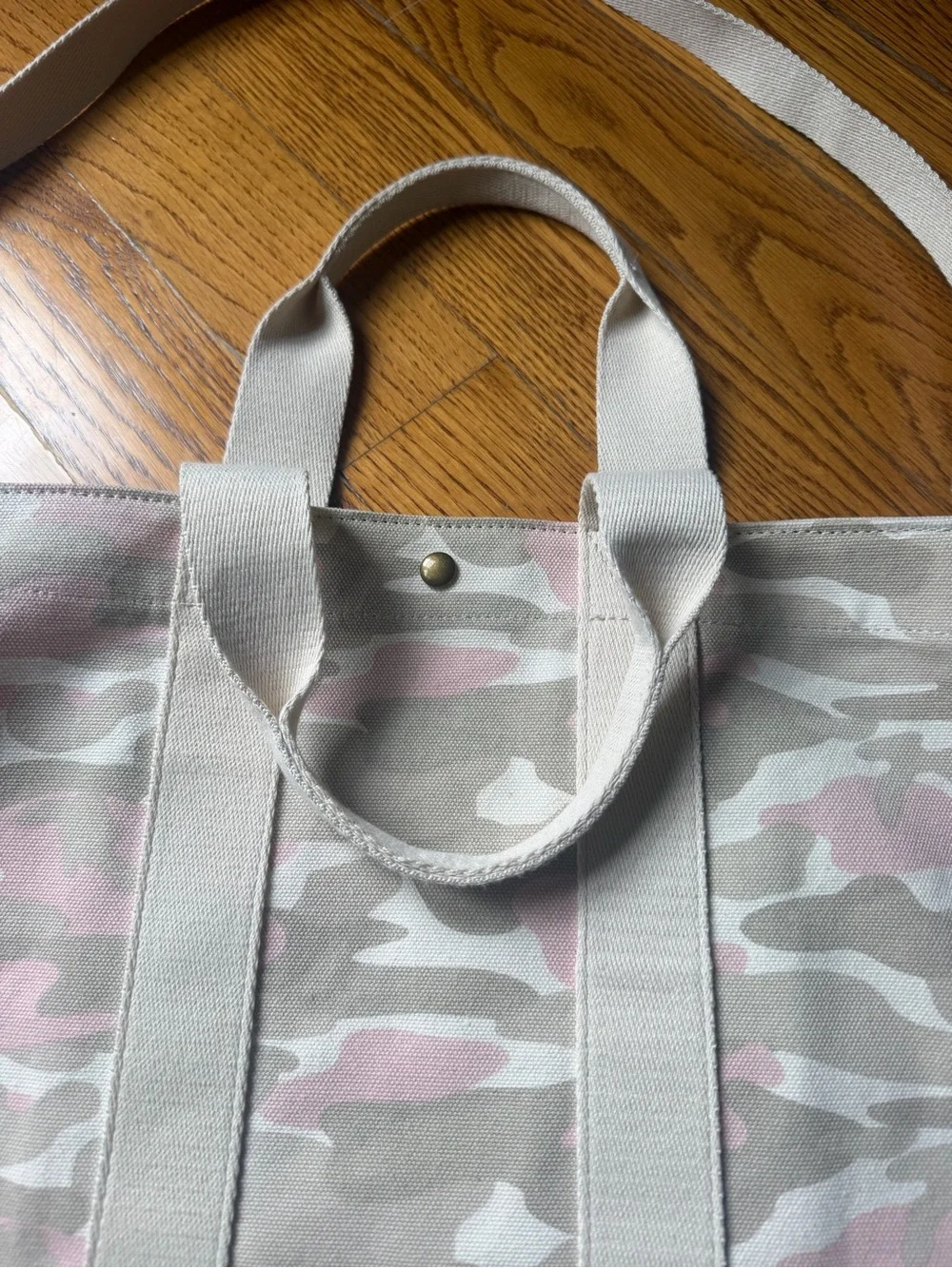 TOMS Pink Camo Canvas Crossbody Tote Bag Convertible Snap Top